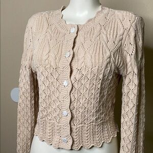 House of Harlow 1960 Nicole Ritchie BEAUTIFUL Beige Cable Knit Cardigan M